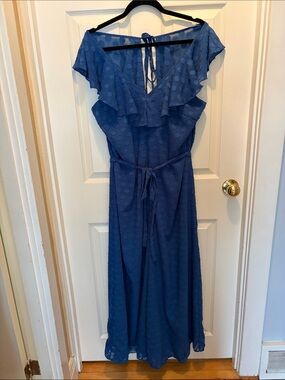 NWT Cobalt Wide leg ruffle dot jumpsuit